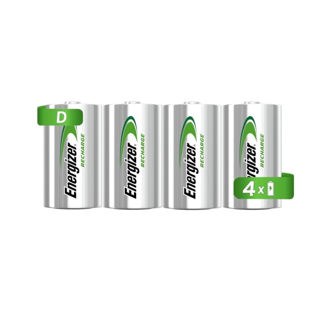 4 Pilas Baterías Recargables Energizer Tamaño D 2500 mAh