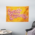 thumbnail image 1 of Sweet Dreams Tapestry, Hand Drawn Composition of Candies with Lettering Design on Warm Background, Wall Hanging for Bedroom Living Room Dorm Decor, 60W X 40L Inches, Multicolor, by Ambesonne, 1 of 2