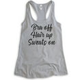 thumbnail image 1 of Bra Off Hair Up Sweats On Tank Top, Ladies Racerback Tank Top, Comfy Tank, Pajama Tank, Homebody Tank, Heather Gray, Medium, 1 of 3