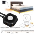 thumbnail image 3 of Motion Activated Bed Light, 9.8ft LED Strip Lights Motion Sensor Night Light with Automatic Shut Off Timer, Battery & USB Powered Under Cabinet Lighting for Bedroom Kitchen Stairs (3000K, 3 of 5