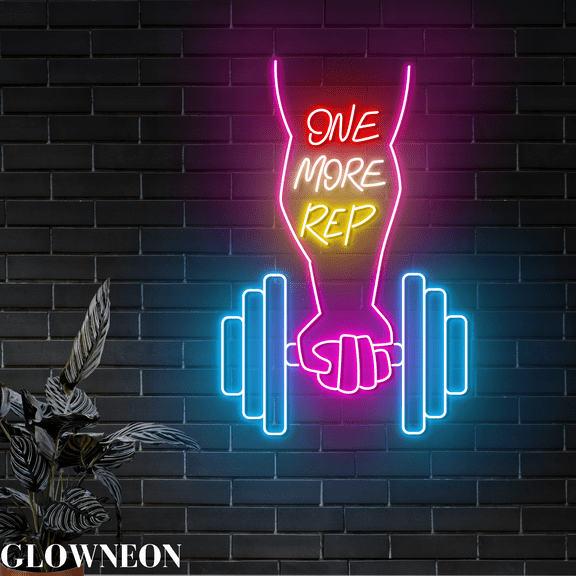 Glowneon One More Rep Neon Led Light For Gym & Fitness Club Wall Decor