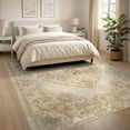 thumbnail image 3 of ODIKA 8'x10' Ultra-Soft Area Rug, Beige Retro Tapetes Border Tapete Traditional Motif Print Para None Washable, Bare feet friendly, Silk-Touch for Bedroom, Under Sectional, 3 of 7