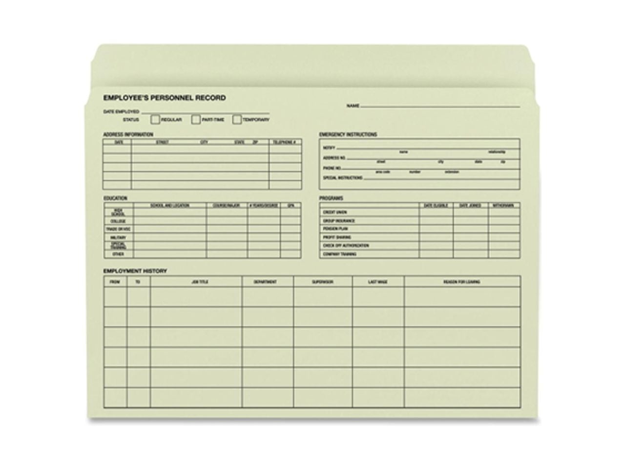 Smead Employee Record File Folder