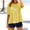 *Yellow, variant on ClodeEU Women's Plaid Round Neck Short Sleeve Babydoll Blouse,Casual Summer Peplum Top Black,Women's Plus L