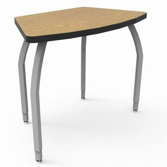 Wisconsin Bench ELO7500-EJASS-32 Elo Echo Desk with Bannister Oak Laminate & 4 Junior Adjustable Smooth Silver Legs - 21-26 x 36 x 20 in.