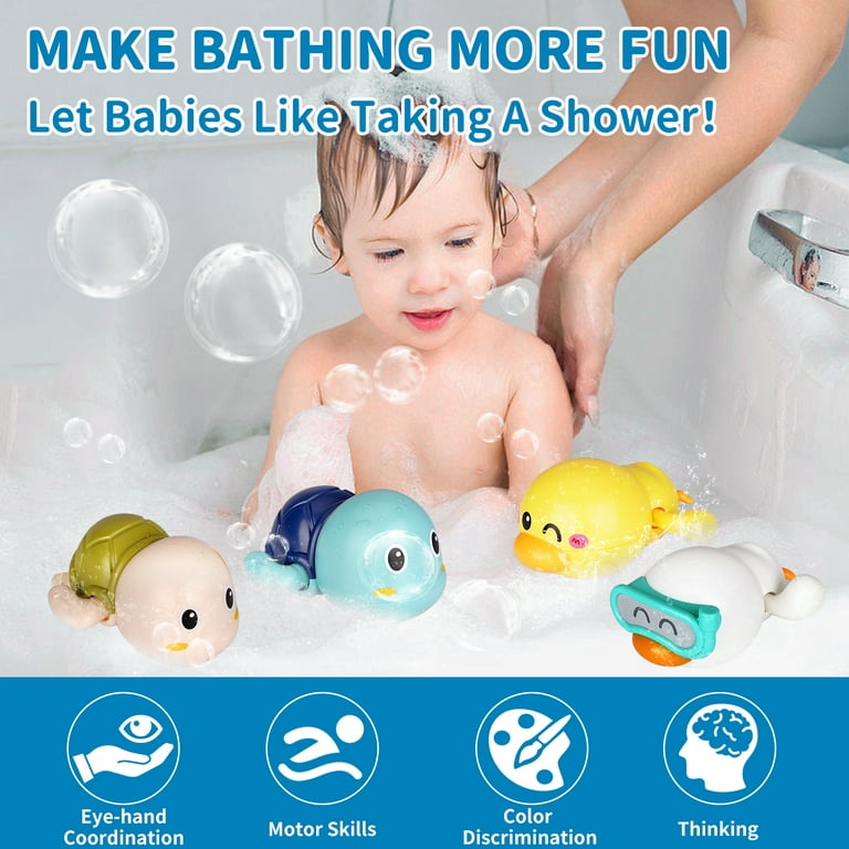 Likee Baby Bath Toys for Toddlers 1-3, Floating Wind-Up Kids Bathtub Toys  for 1 2 3 4 5 6 Year Old Boy Girl Birthday Gift, Cute lnfant Swimming Water