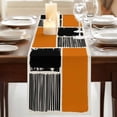 thumbnail image 3 of Table Runners 70 Inches Long Dress Scarves, Orange Black Farmhouse Coffee/Dining/Kitchen Table Decor, Holiday Table Runner, Farmhouse Striped Modern Abstract Art 13x70 Inch, 3 of 9