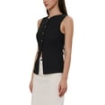 thumbnail image 4 of Button Down Vest Tops Summer Business Casual Sleeveless V Neck Suit Vests Waistcoat L Black, 4 of 6