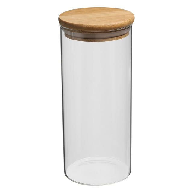Unique Bargains 25 oz Glass Jar with Airtight Bamboo Lid Glass Kitchen Container Clear Food Storage Jar (18x8cm)