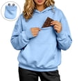 thumbnail image 2 of Xijirk Women Hoodies for Women Oversized Pullover Sweatshirt with Hidden Earphone Pocket for Daily Casual Wear,Light Blue,3XL, 2 of 7