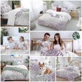 thumbnail image 5 of 3 Piece Purple White Duvet Cover Set Queen Size,Microfiber Comforter/Quilt Cover with Corner Ties and 2 Pillowcases,Abstract Grey Chrysanthemum Flower Floral All Season Bedding with Zipper Closure, 5 of 8