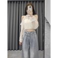 thumbnail image 5 of Pantalones azules de cintura alta para mujer, Vaqueros rectos sueltos lavados con cremallera, Vaqueros largos, ropa de calle elegante de pierna ancha Y2k, 5 of 5