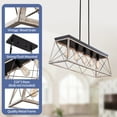 thumbnail image 5 of UHG 5-Light Farmhouse Chandelier for Kitchen Island, Rustic Rectangular Flush Mount Ceiling Light Fixture for Living&Dining Room, Height Adjustable Metal Pendant Lighting for Bedroom Hallway, 5 of 6