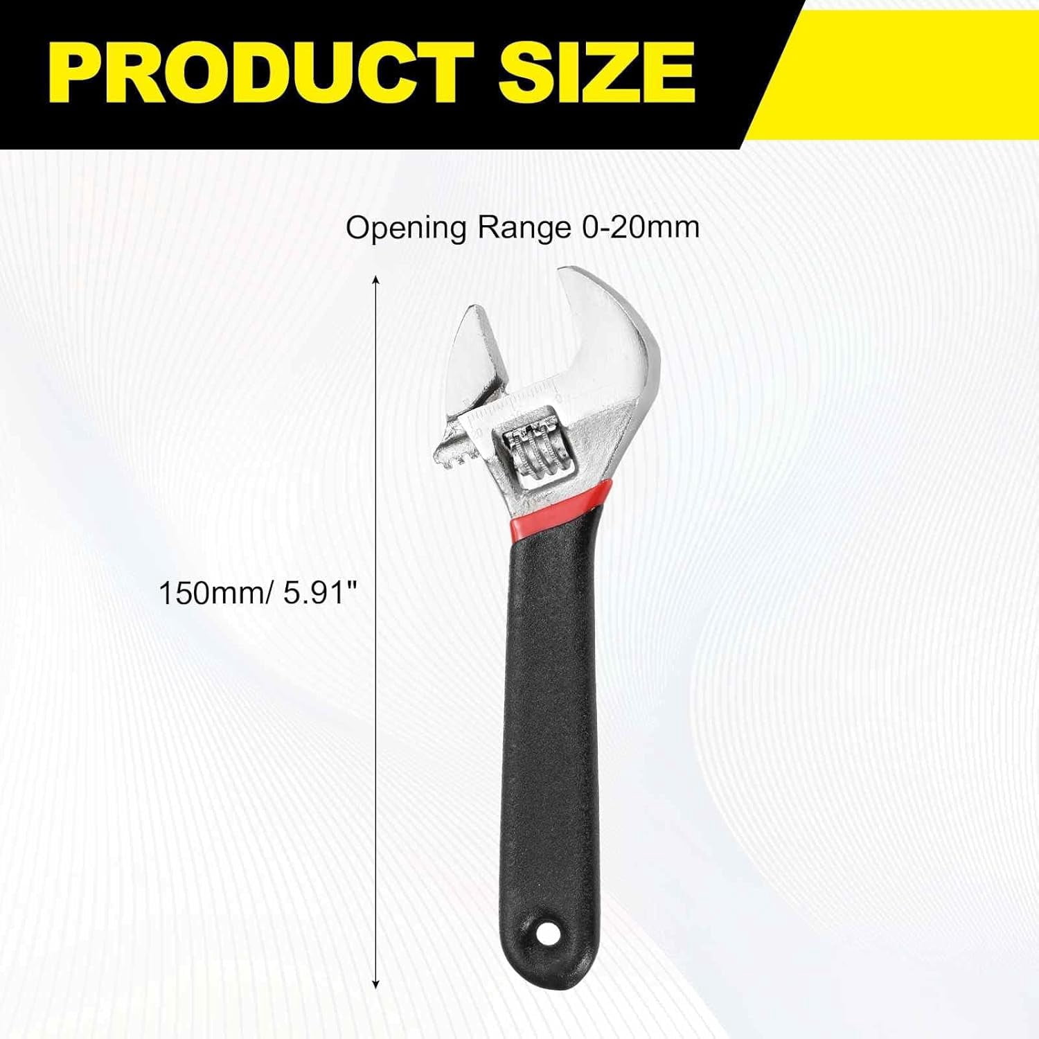 MKEUDQ-Adjustable Wrench 6" High Carbon Steel Industrial Wide Jaw Wrench Adjustable Repairs Spanner Tool with Graduated Scale for Home Garage Workshop Plumbing, Black-Red