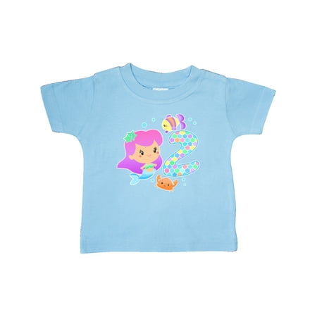 

Inktastic Second Birthday Mermaid with fish and crab Gift Baby Girl T-Shirt