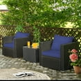 thumbnail image 2 of Costway 3PCS Patio Rattan Wicker Furniture Set Sofa Table W/Cushion Yard Navy, 2 of 11