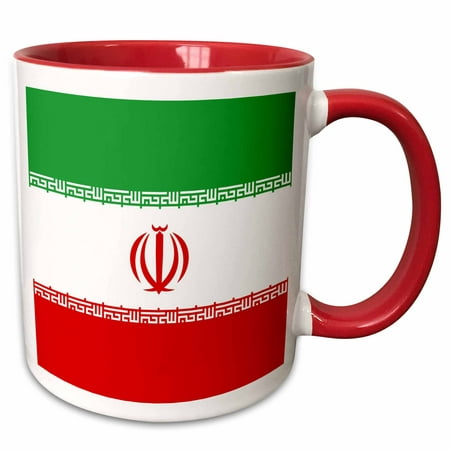 3dRose Flag of Iran - Iranian green white red stripes with Islamic Allah emblem - Muslim world Arab country - Two Tone Red Mug,