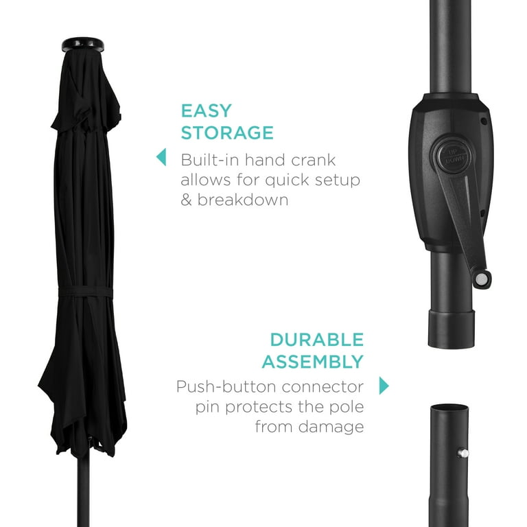 best choice patio umbrella assembly Best Choice Products 7.5ft Outdoor Solar Patio Umbrella for Deck, Pool w/ Tilt, Crank, LED Lights
