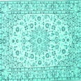 thumbnail image 1 of Ahgly Company Machine Washable Indoor Square Medallion Turquoise Blue Traditional Area Rugs, 3' Square, 1 of 4