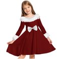 thumbnail image 1 of RXMEKW Robes Décontractées pour Femmes, Robe de Fête de Vacances en Velours à Carreaux Patchwork pour Filles avec Poches, 1 of 5