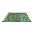 thumbnail image 2 of Ahgly Company Machine Washable Indoor Round Persian Turquoise Blue Traditional Area Rugs, 4' Round, 2 of 4