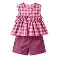 thumbnail image 4 of Yutgune Toddler Girl Cute Summer Outfits Plaid Sleeveless Tops and Shorts 2 Piece Set, 3-10 Years, 4 of 7