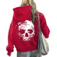 thumbnail image 4 of NinXxx Women's Print Pullover Hoodie Streetwear Drawstring Pouch Pocket Red M, 4 of 7