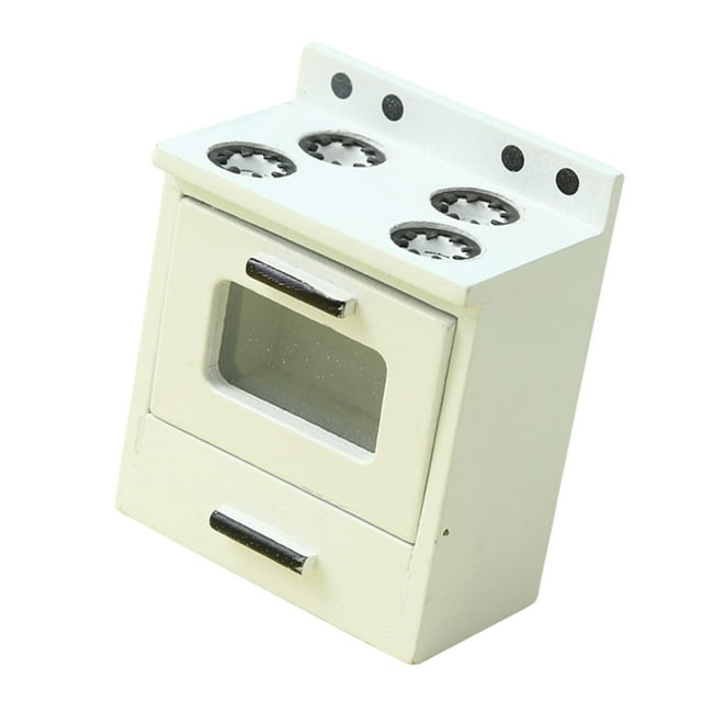 Estufa en miniatura para casa de muñecas, muebles para casa de muñecas 1:12, juguete para niños que desarrolla la capacidad cognitiva. blanco
