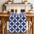 thumbnail image 4 of Retro Rhombus Cotton Linen Table Runner for Dining Kitchen, Morocco Abstract Geometric Art Navy Blue Wedding Outdoor Party Tablerunners, Dresser Scarf Coffee Tablecloth Runners 13x72 Inches, 4 of 9