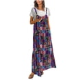 thumbnail image 3 of Horkkom Rompers for Women Casual Floral Print Sleeveless Wide Leg Jumpsuits Comfy Baggy Button Overalls with Pockets, Gifts for Women M, 3 of 7