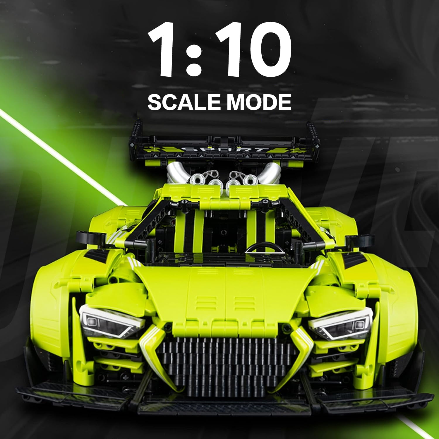 QOQ Super Sports Car Toy Building Kit, 1:10 Scale Adult Collectible Model Gift for 14+ Year Boys (2641Pcs)
