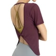 thumbnail image 2 of SAYOO Sports Shirt, Women Breathable Loose Backless Fitness Cover Fast Drying Running Smock Tops, 2 of 5