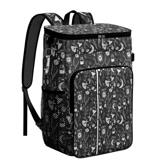 Sac à Dos Glacière Cosmique - Imprimé Éthéré Éclat de Soleil & Éléments Lunaires, Sac Glacière Souple 20L avec Multiples Poches pour Pique-Nique, Voyage, Fêtes