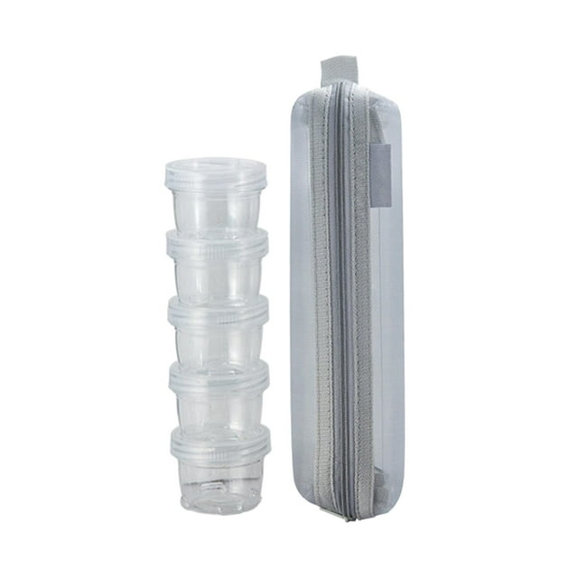DOLITY 5 Pcs Camping Spice Box Spice Container Spice Dispenser Salad Dressing Container grey