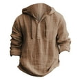 thumbnail image 4 of Hpapadks Mens Casual Shirts Hooded Long Sleeve Buttons Pullover Blouses with Pocket Solid Loose Mens Dress Shirt Brown L, 4 of 4