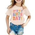 thumbnail image 1 of MEZZALL T-Shirt Décontracté à Lettres pour Filles, Col Rond, Manches Courtes, 6-1-2 Ans, 1 of 3