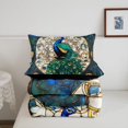 thumbnail image 5 of Erosebridal Stained Glass Peacock Full Size Comforter Sets,Colorful Feather Motif Bedding Comforter Set,3pcs,1 Comforter and 2 Pillowcases,Black Reversible, 5 of 7