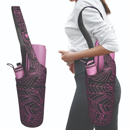 Millenti Yoga Mat Bag Handsfree - Stylish Reversible Sling Bag Design, Multipurpose Travel Tote Yoga Bag, Grocery Bag, Beach Bag, Swim Bag - Mandala Pink Yoga Bag BY02P