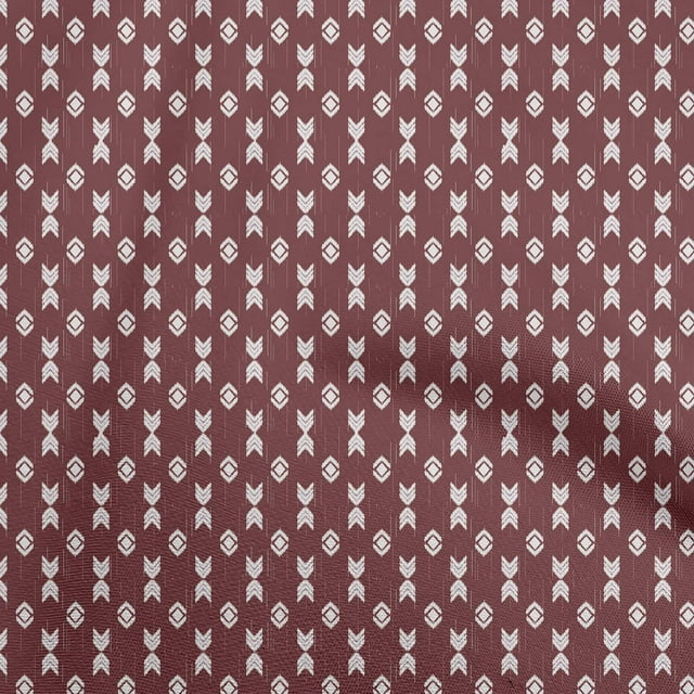 oneOone Polyester Spandex Brown Fabric Asian Ikat Sewing Material Print Fabric By The Yard 56 Inch Wide