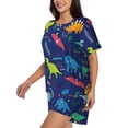 thumbnail image 4 of Vsdgher Dinosaurs Pattern Womens Pajamas 2 Piece Short Sleeve Sleepwear Set,Summer Soft Pajamas Set Casual Lounge Sets, 2-Piece Pj -3X-Large, 4 of 7