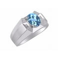thumbnail image 3 of RYLOS Men's Rings Sterling Silver Rings Classic Designer  9X7MM Oval Gemstone &  Diamond Ring Blue Topaz December Birthstone Ring Size 9, 3 of 7