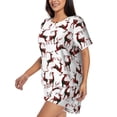 thumbnail image 2 of Susaid Christmas Plaid Moose Print Women's Pajama Set, Button-Up Sleepwear with Elastic Waist Shorts, Perfect for Lounging, Yoga, Beach, and Casual Wear-Small, 2 of 7