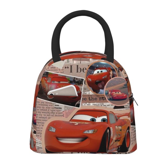 Bolsa de almuerzo portátil con aislamiento de Cars Lightning Mcqueen, bolsa de mano térmica con bolsillo frontal para hombres, mujeres y adolescentes