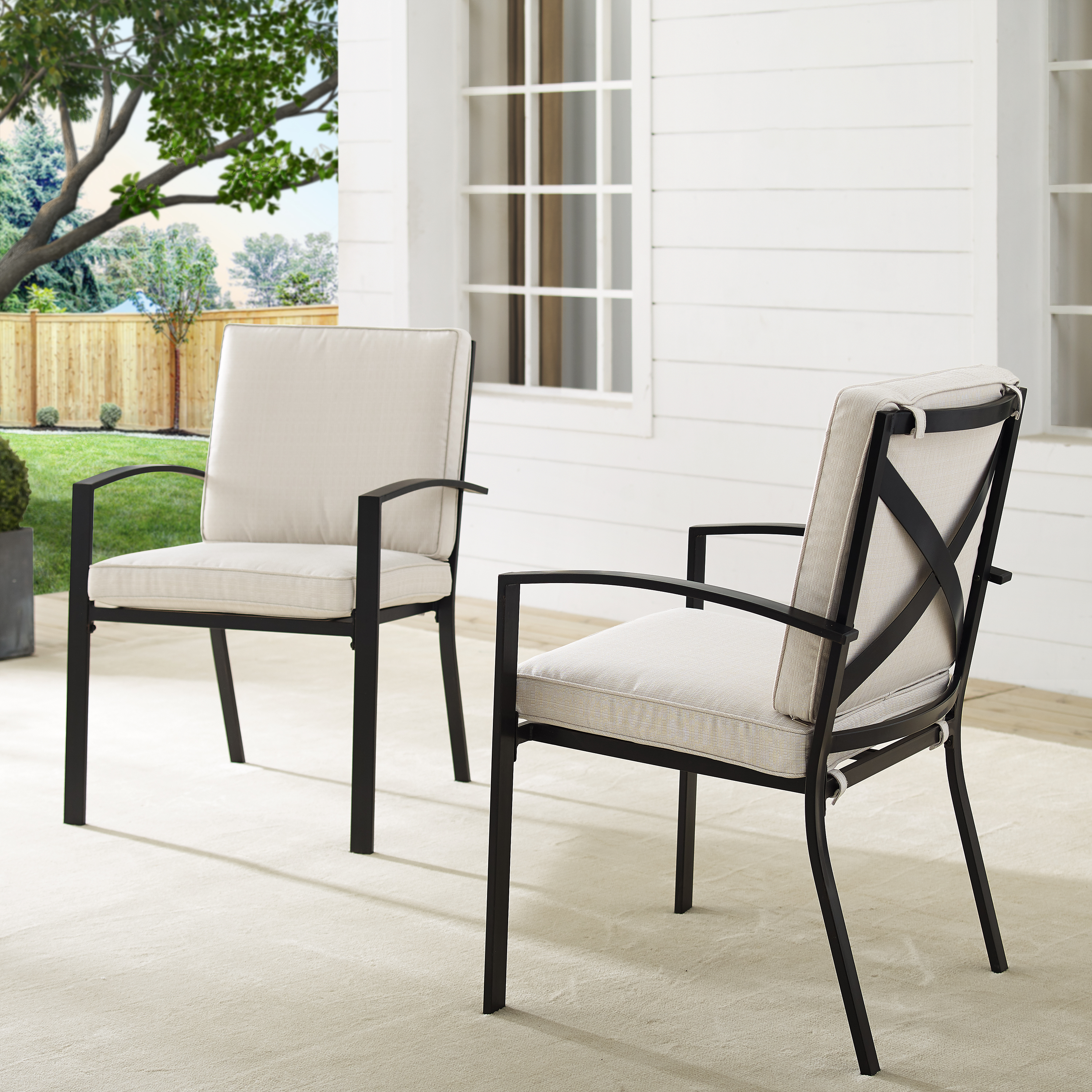 Crosley Furniture Kaplan Fabric Outdoor Dining Chair Set in Oatmeal (Set of 2) - image 2 of 12