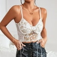 thumbnail image 4 of YYDGH Women's Floral Lace Embroidery Camisole Sexy Spaghetti Straps Open Back Cami Tops Sleeveless Corset Bustier Tees Shirt White L, 4 of 8