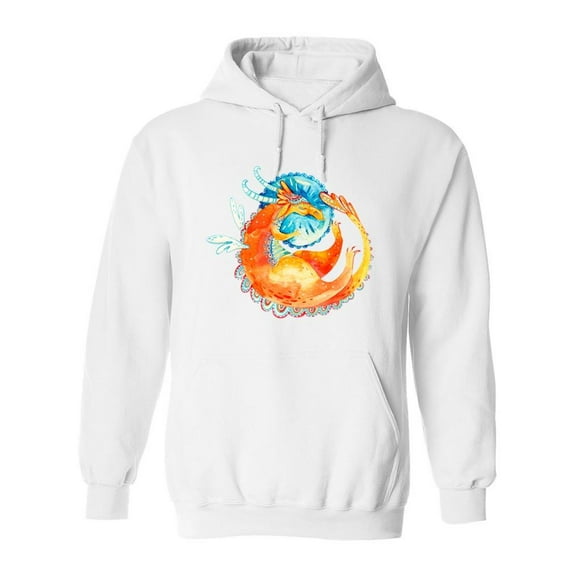 Sleeping Dragon Watercolor Hoodie Men -Image by Shutterstock, Male 3X-Large