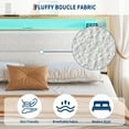thumbnail image 5 of King Size Upholstered Bed Frame with LED Lights & Charging Station, Boucle Headboard Platform Bed with Wooden Slats, No Box Spring Needed, Easy Assembly，White, 5 of 8