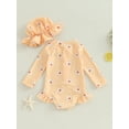 thumbnail image 3 of Toddler Infant Baby Girl One-Piece Swimsuit Rash Guard Zipper Long Sleeve Swimwear Bathing Suit with Sun Hat Set Beach Wear, 3 of 7