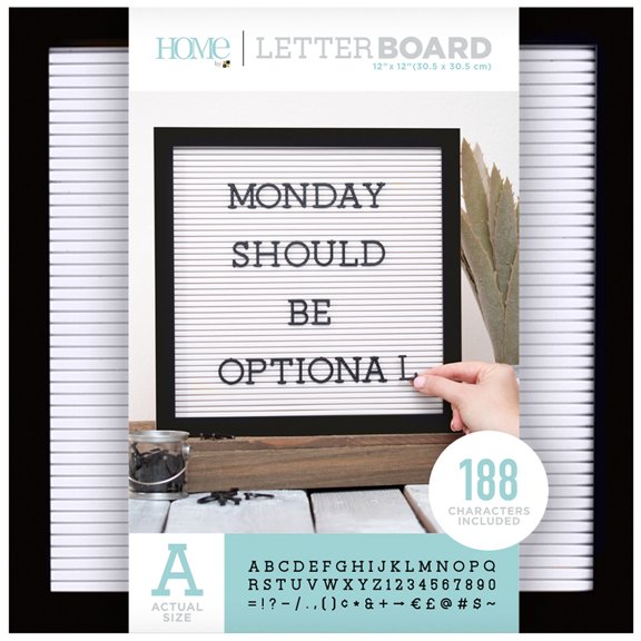 DCWV Framed Letterboard Black with White Insert