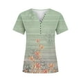 thumbnail image 4 of Penkiiy Tunique Florale pour Femmes Blouse Décontractée Col en V Manches Courtes Boutons T-Shirts 2TG Vert Menthe, 4 of 5